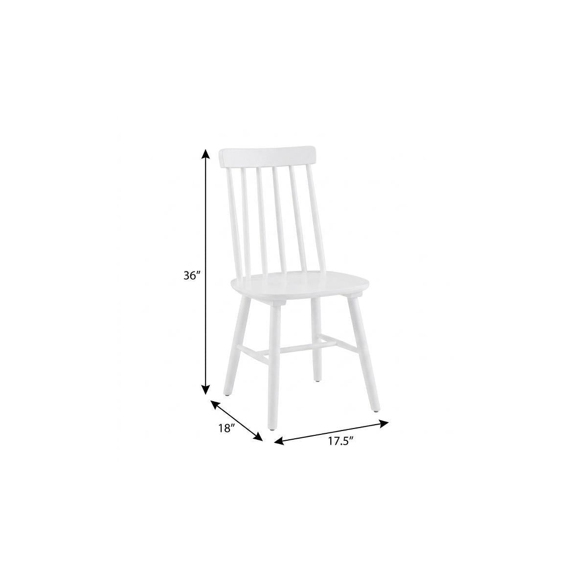 Set of Four White Solid Wood Windsor Back Dining Side Chairs