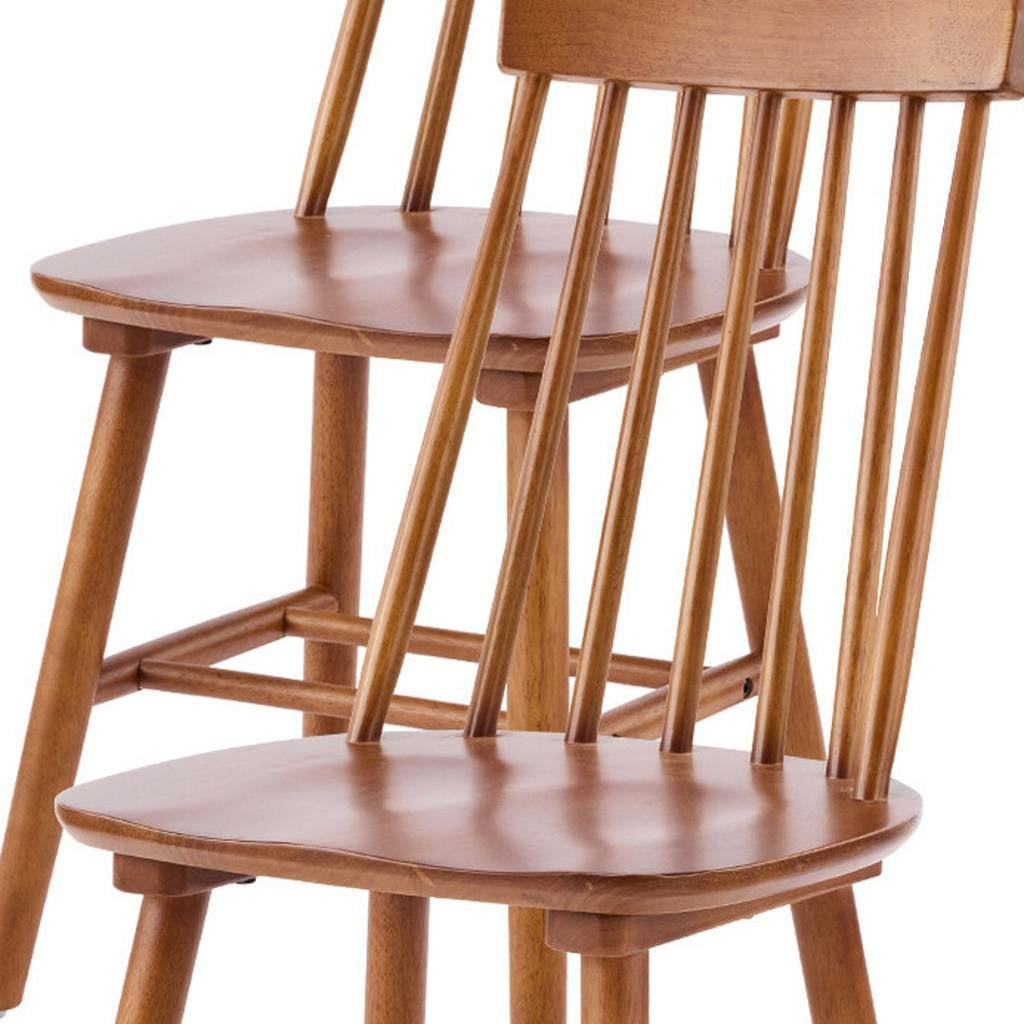 Set of Four Walnut Solid Wood Windsor Back Dining Side Chairs