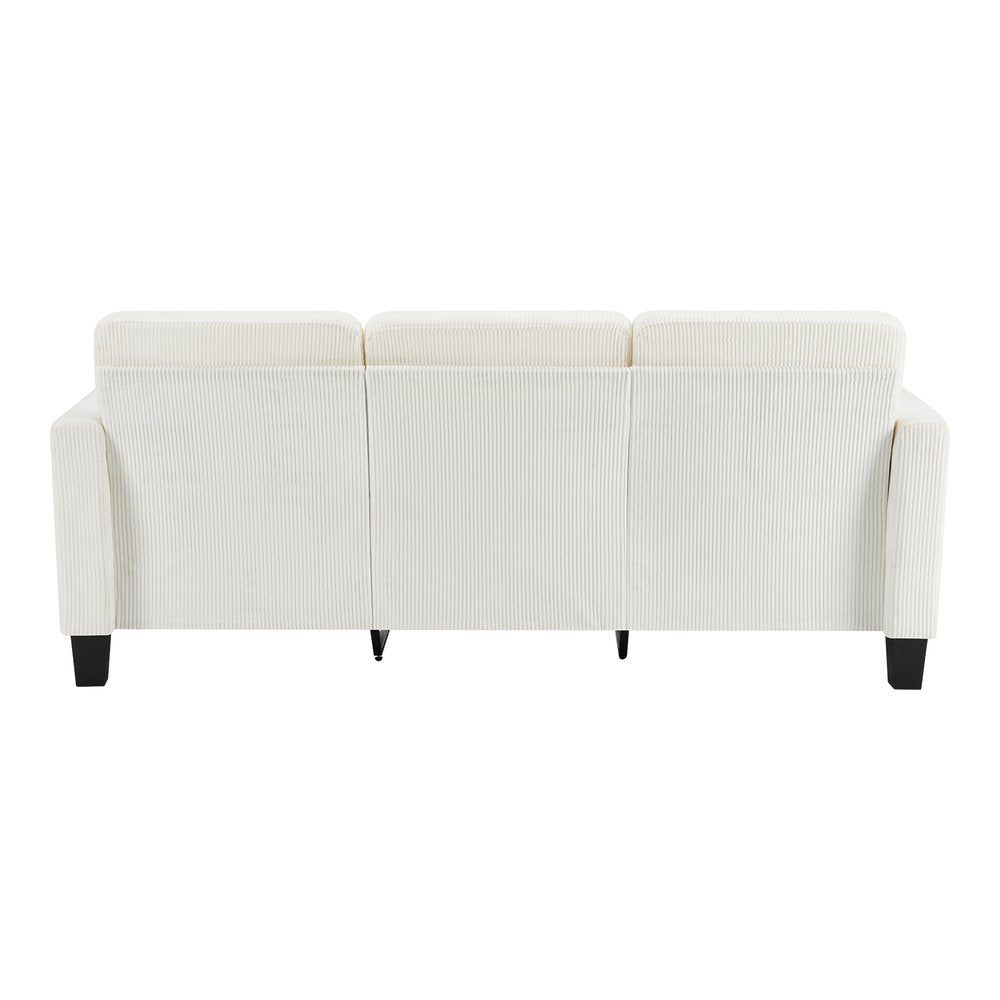 84" White Corduroy Sofa