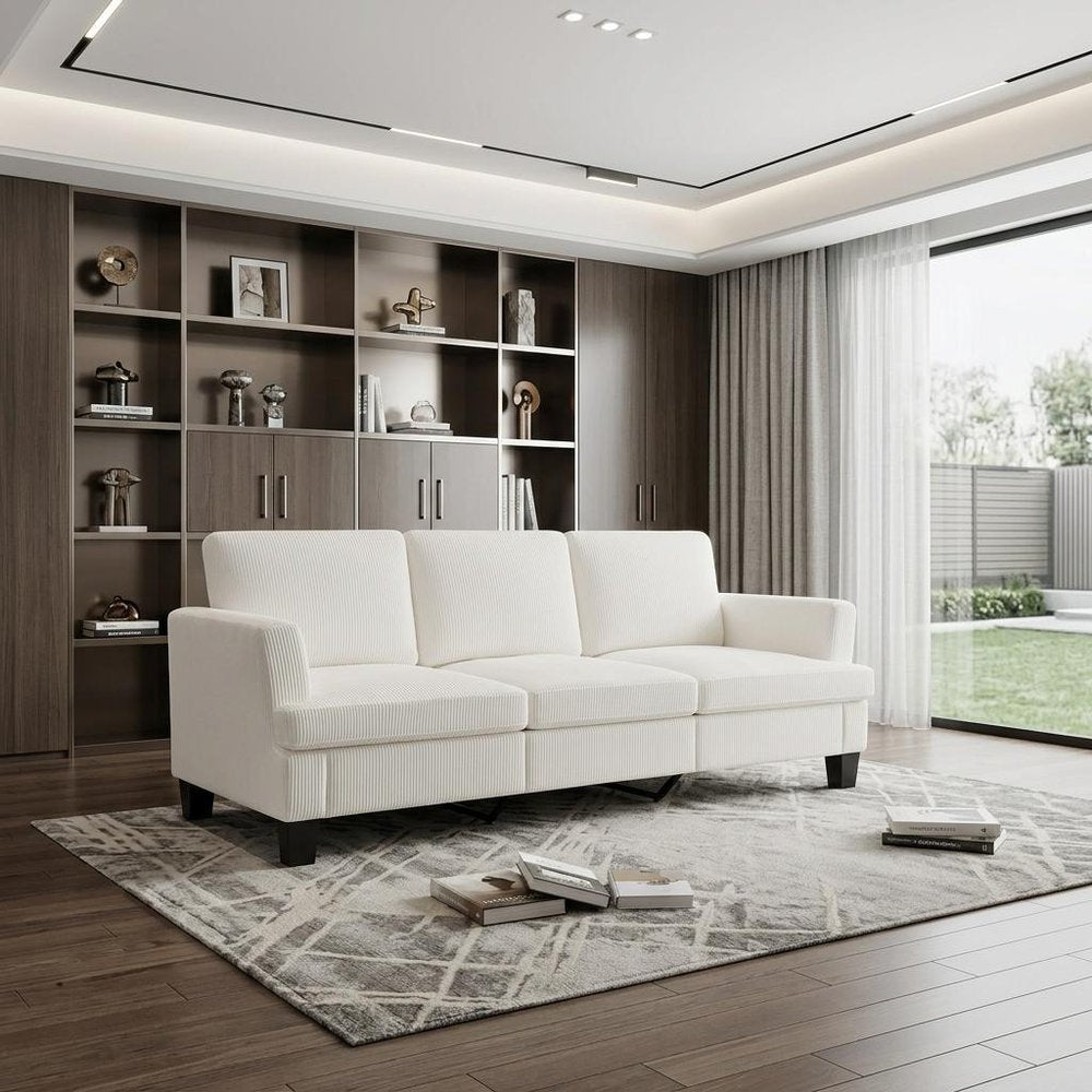 84" Dark Gray Corduroy Sofa