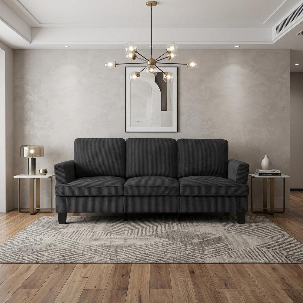 84" White Corduroy Sofa