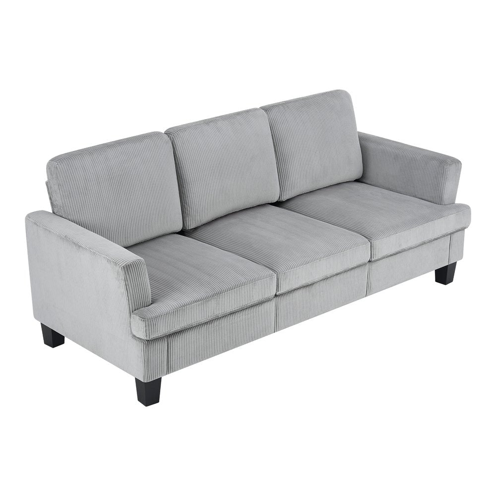 84" White Corduroy Sofa