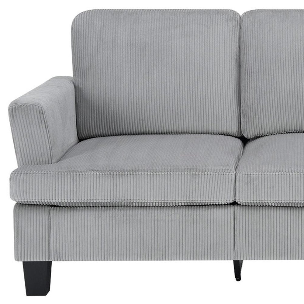 84" White Corduroy Sofa
