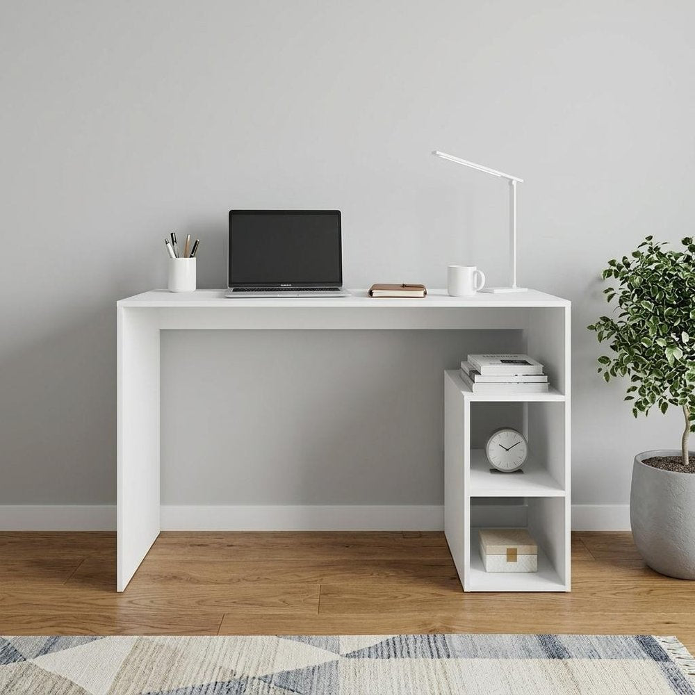 47" White Wood Pedestal Desk Shell