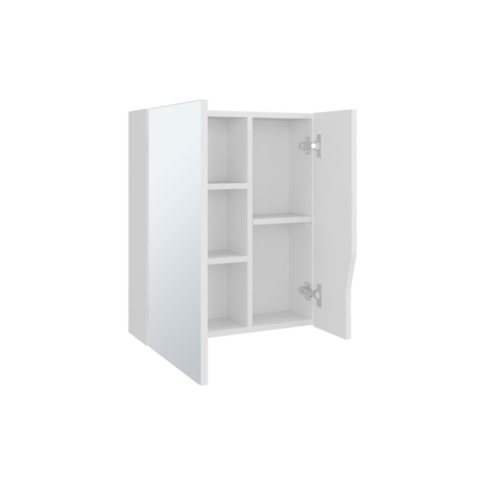 7" White Wood Floating Double Door Bathroom Vanity And Medicine Cabinet With Mirror