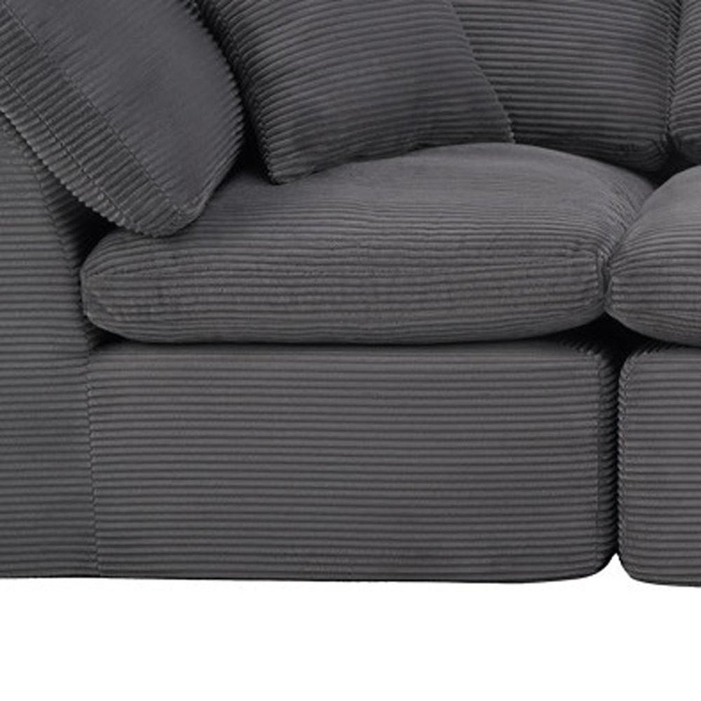 138" Beige Chenille Modular Sofa With Ottoman And Toss Pillows