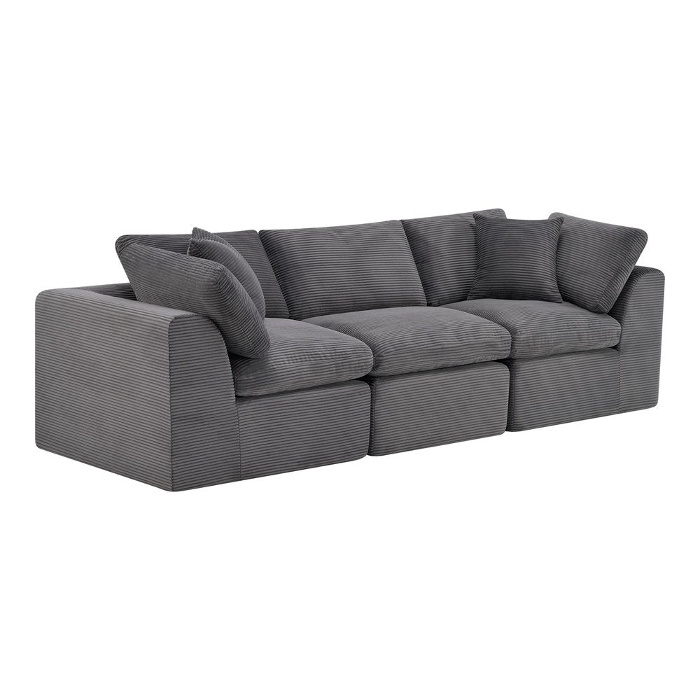 108" Beige Chenille Modular Sofa With Toss Pillows