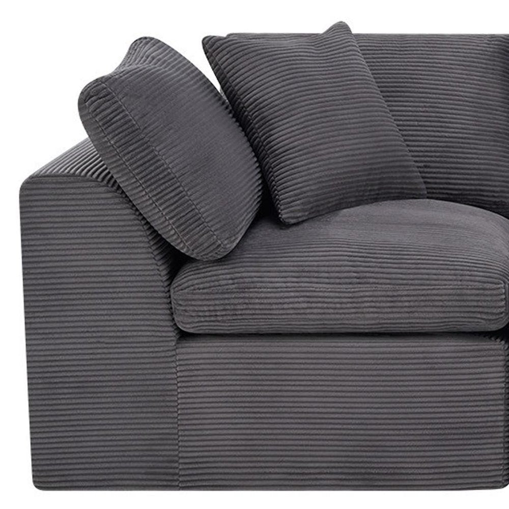 108" Beige Chenille Modular Sofa With Toss Pillows