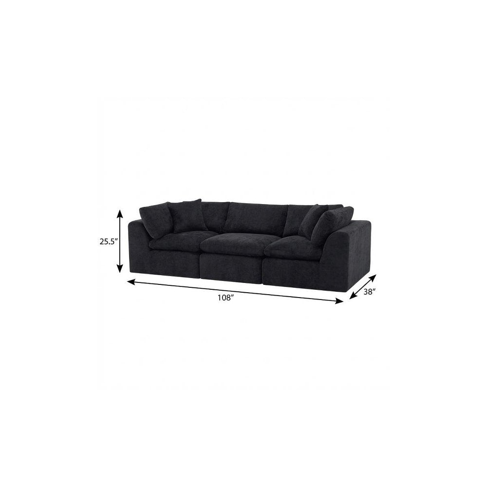 108" Beige Chenille Modular Sofa With Toss Pillows