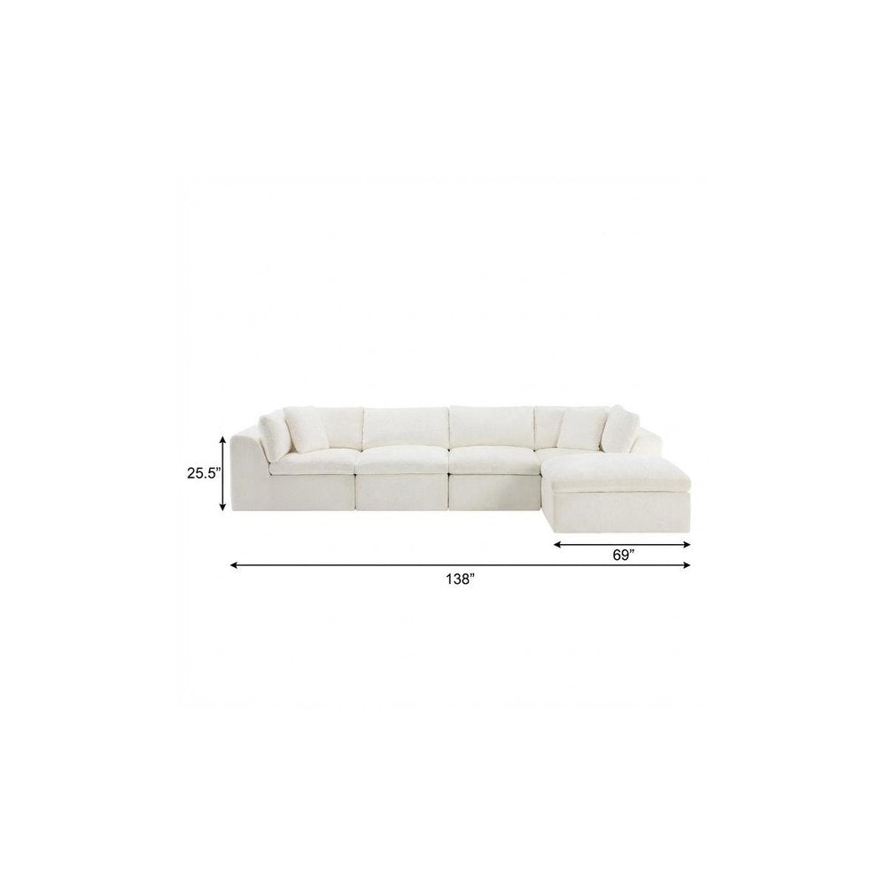 138" Dark Gray Corduroy Modular Sofa With Ottoman And Toss Pillows