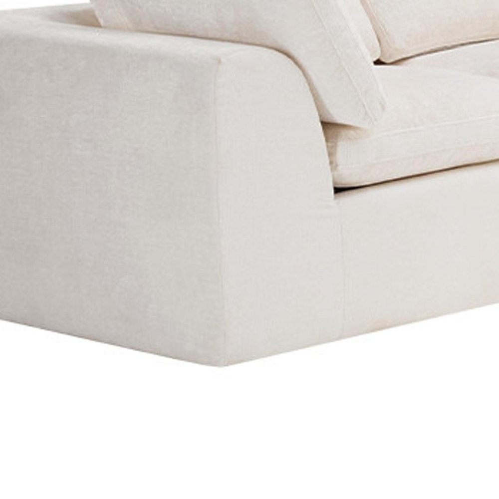138" Beige Chenille Modular Sofa With Ottoman And Toss Pillows