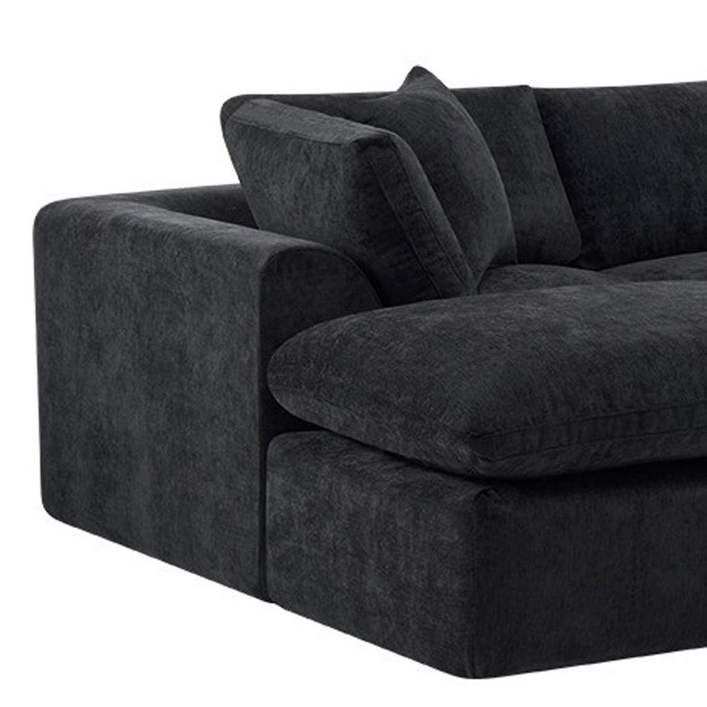138" Beige Chenille Modular Sofa With Ottoman And Toss Pillows