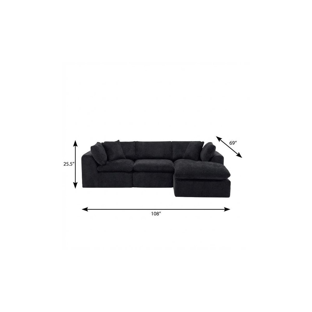 108" Beige Chenille Modular Sofa With Ottoman And Toss Pillows