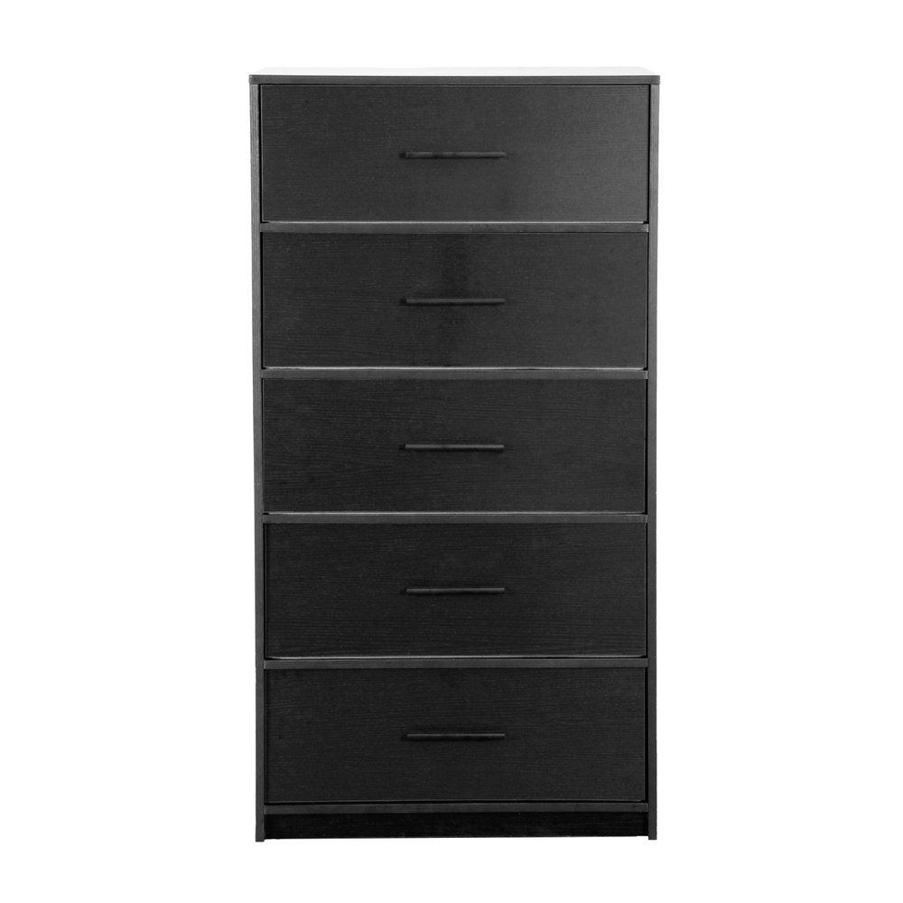 23" Black Fabric Wood and Steel Five Drawer Lingerie Chest Dresser