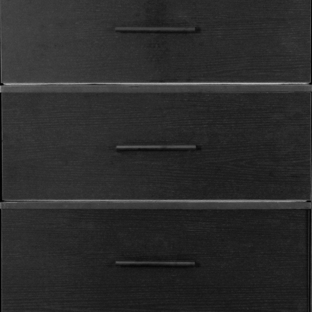 23" Black Fabric Wood and Steel Five Drawer Lingerie Chest Dresser