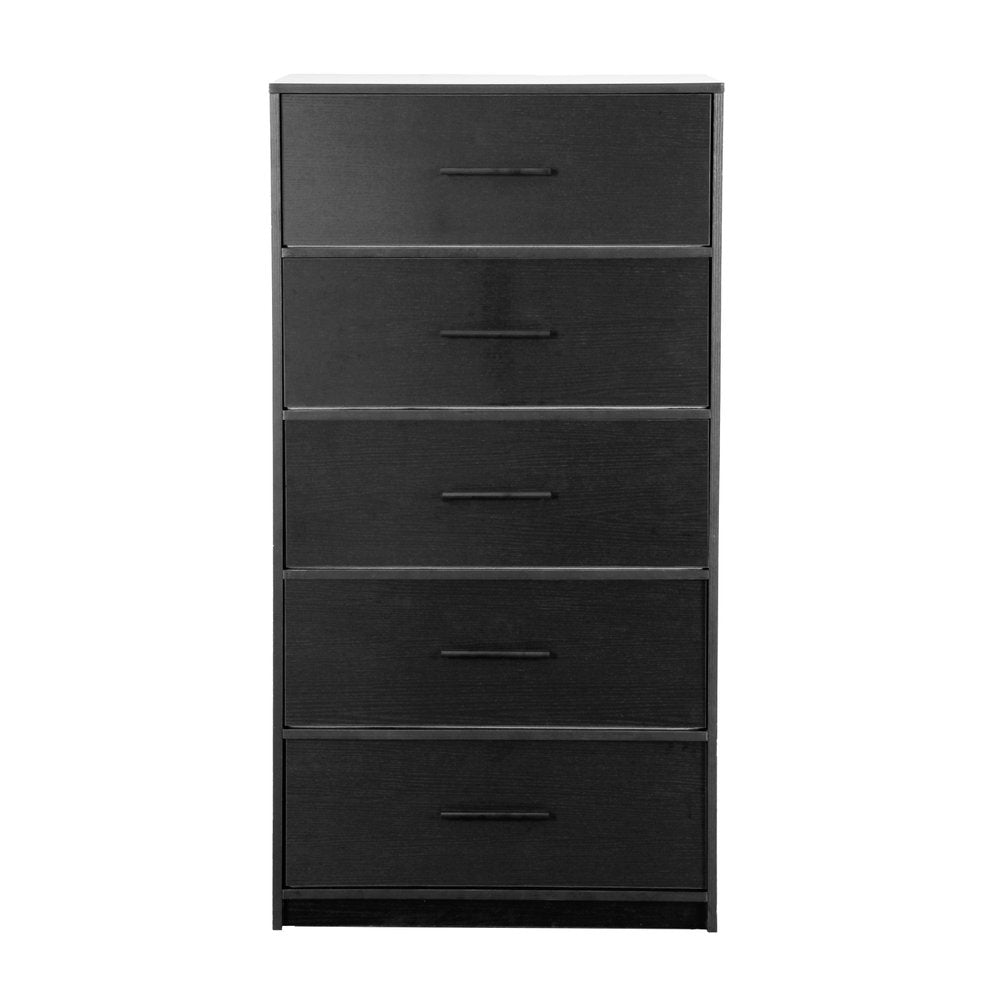 23" Black Fabric Wood and Steel Five Drawer Lingerie Chest Dresser