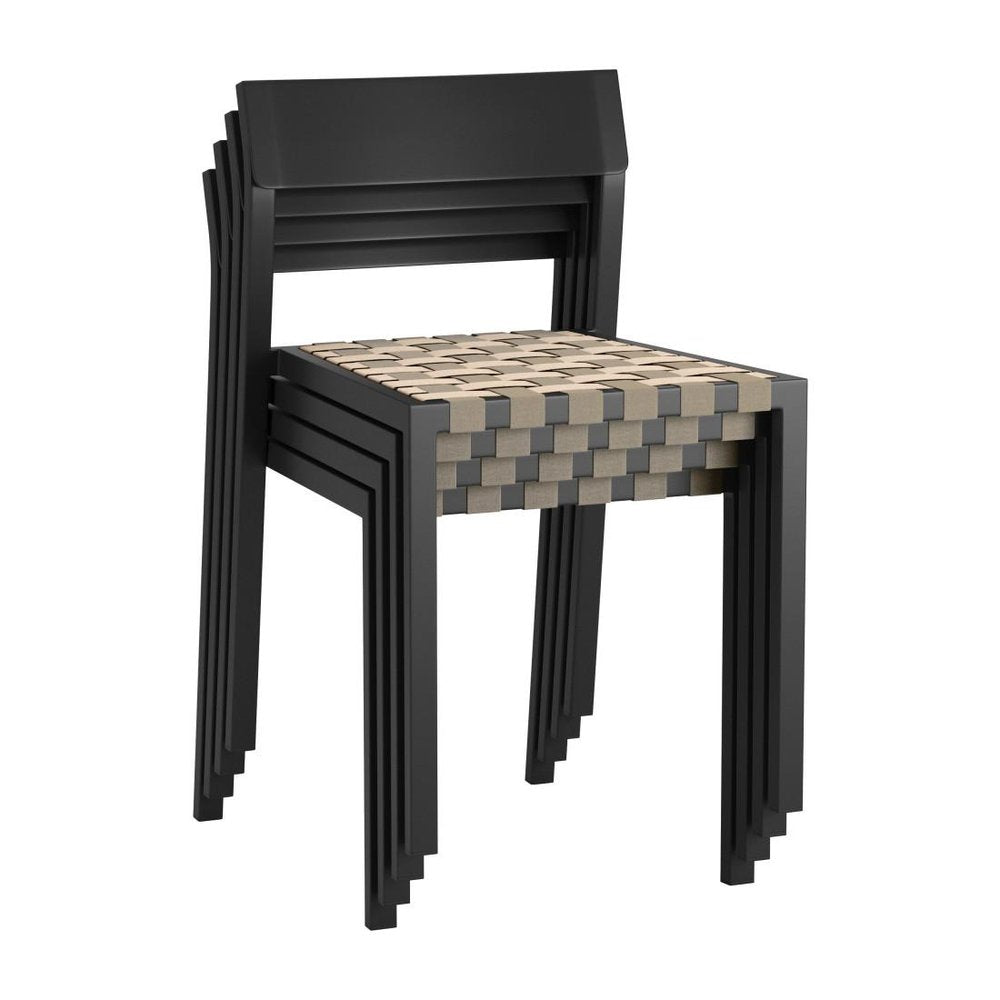 Set of Two Black Aluminum Open Back Dining Side Chairs