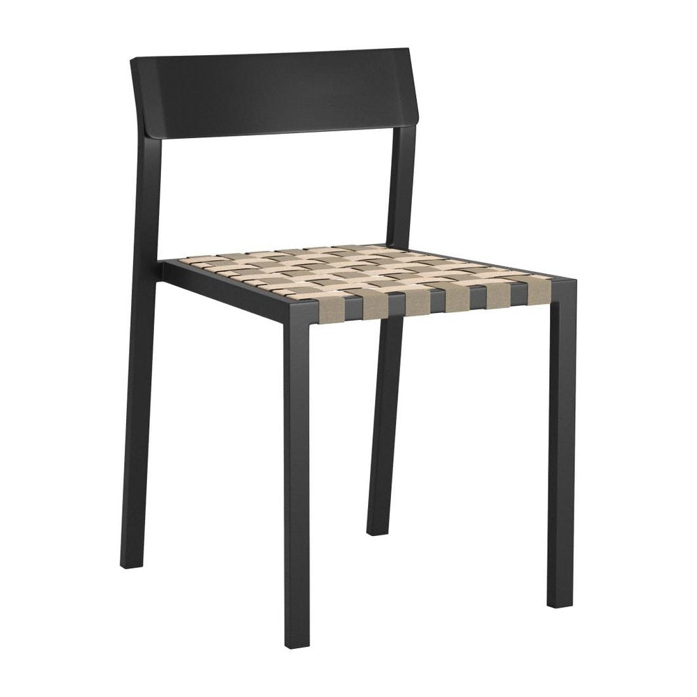 Set of Two Black Aluminum Open Back Dining Side Chairs