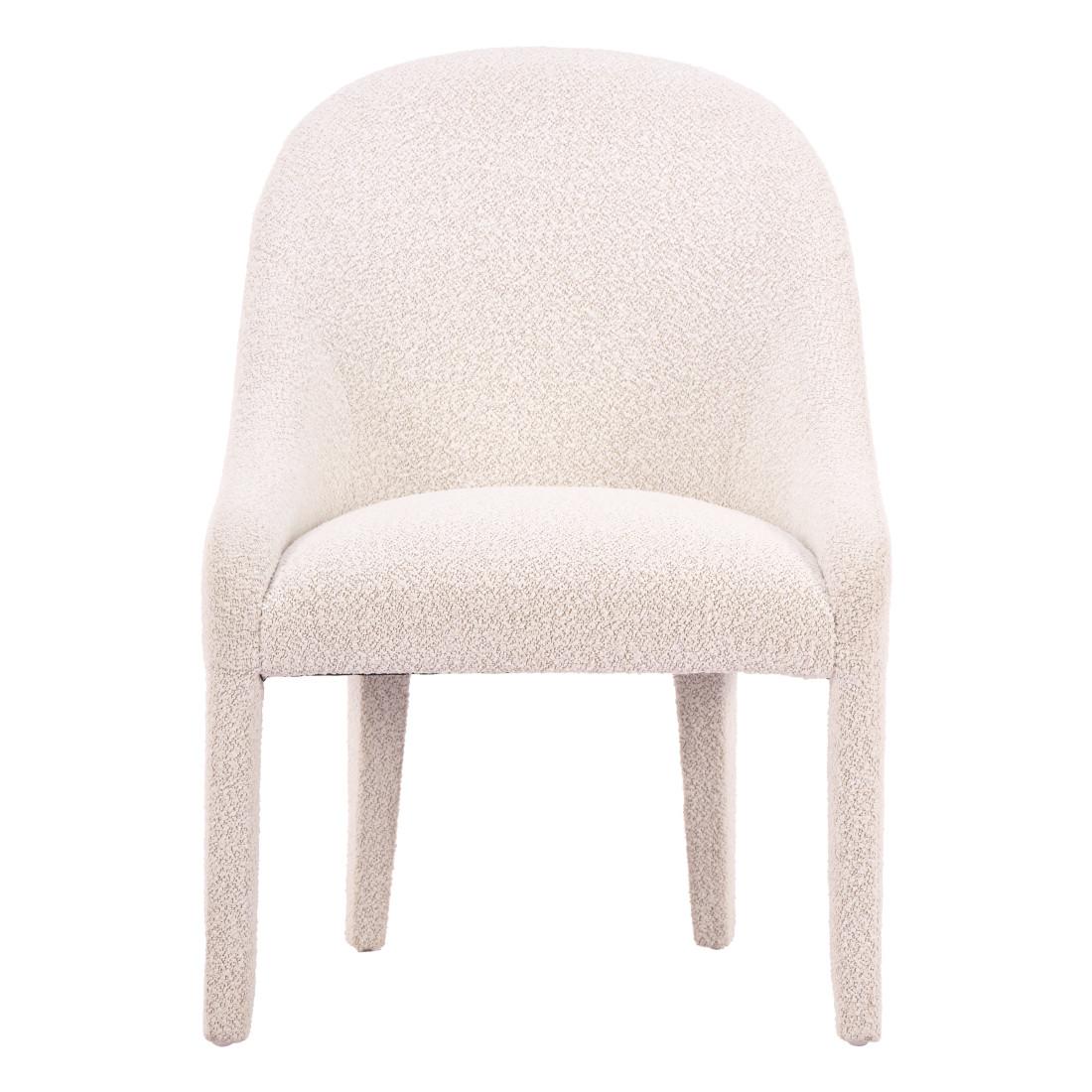 Ivory And White Faux Shearling And Wood Dining Side Chair