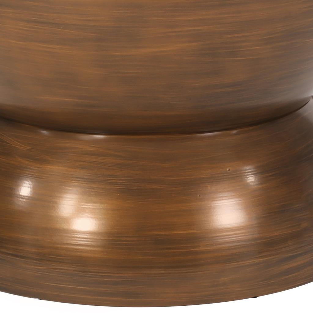 24" Antiqued Bronze Distressed Iron Round Hourglass End Table