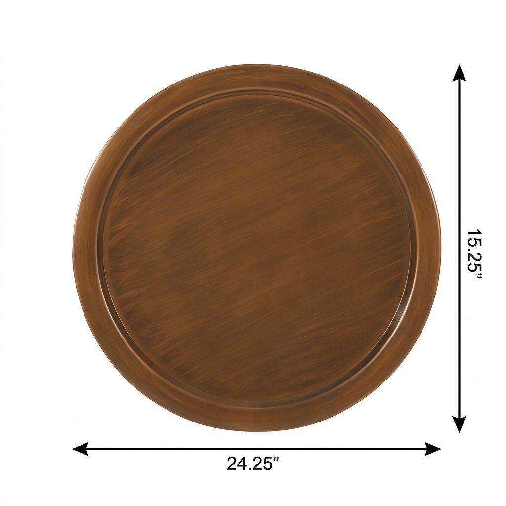 24" Antiqued Bronze Distressed Iron Round Hourglass End Table