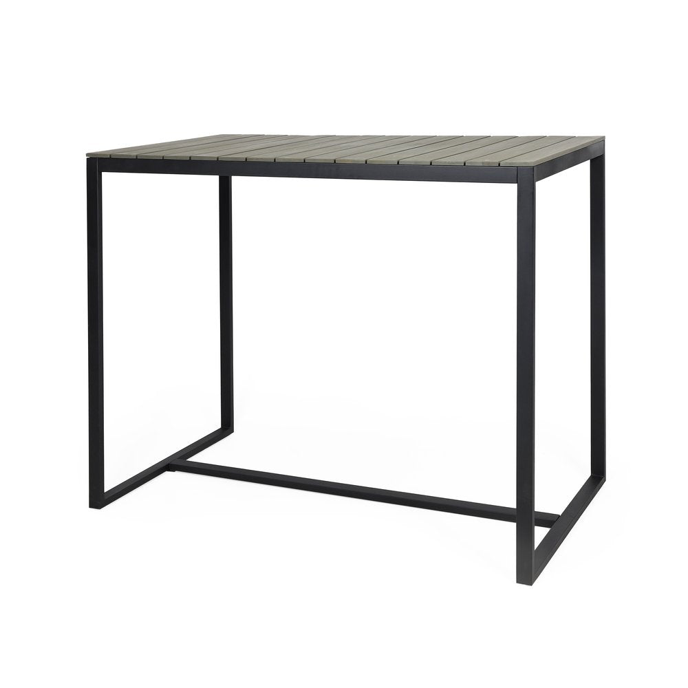 51" Gray Wood and Iron Outdoor Bar Table