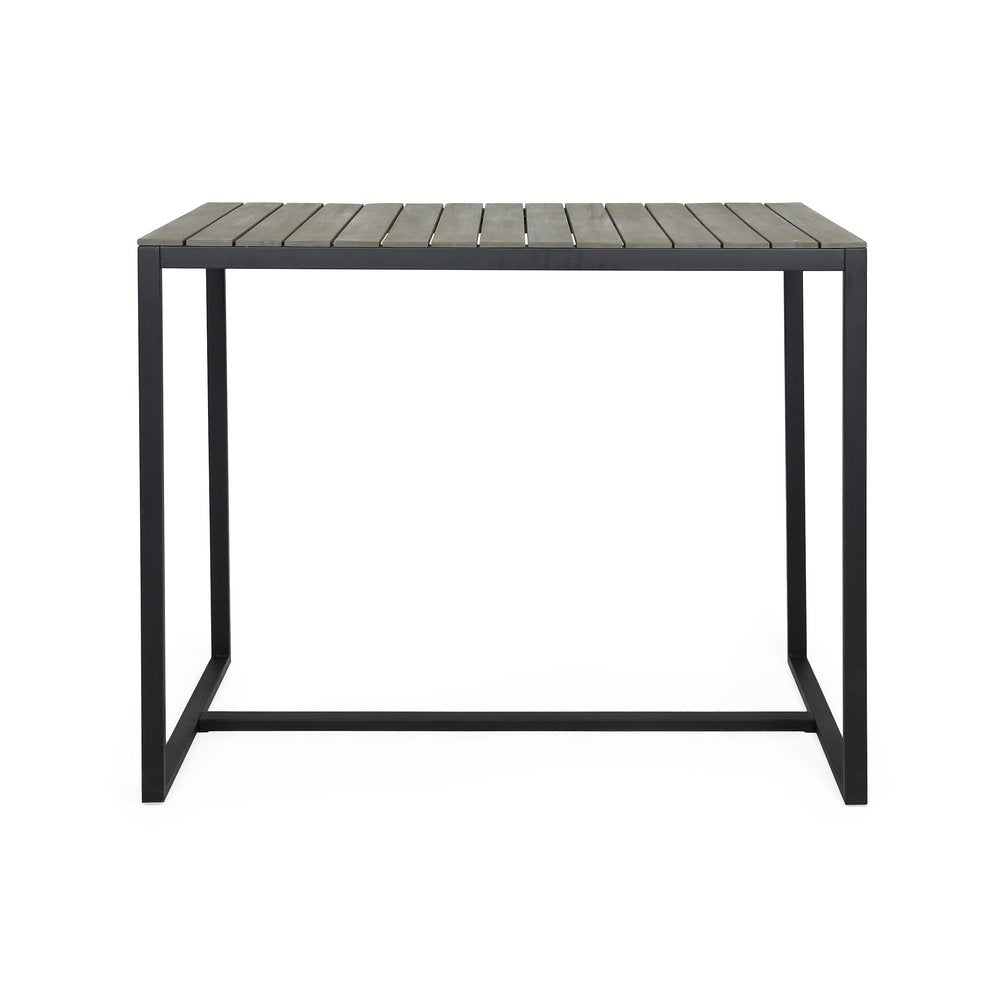 51" Gray Wood and Iron Outdoor Bar Table