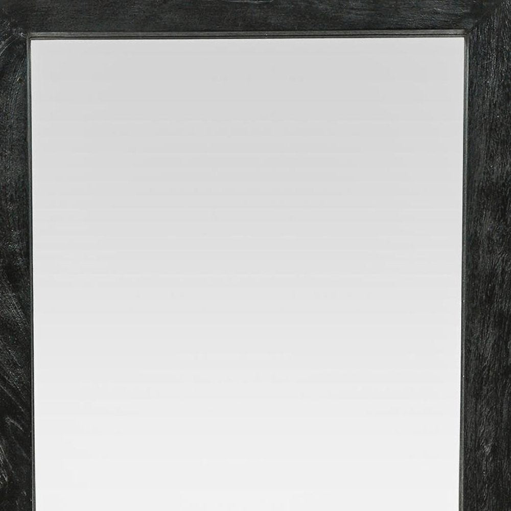 64" Black Solid Wood Leaning Framed Full Length Mirror