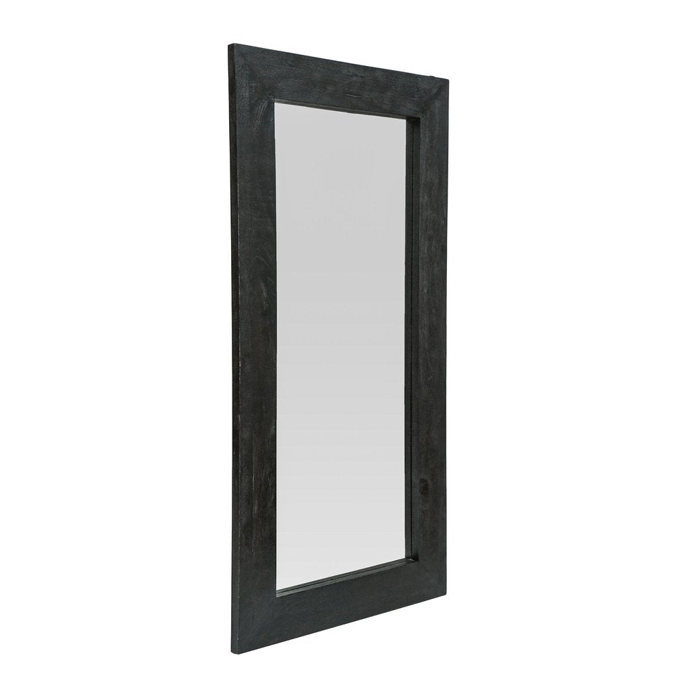 64" Black Solid Wood Leaning Framed Full Length Mirror