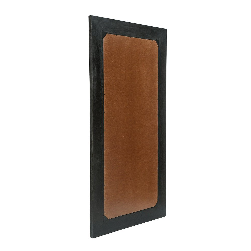 64" Black Solid Wood Leaning Framed Full Length Mirror