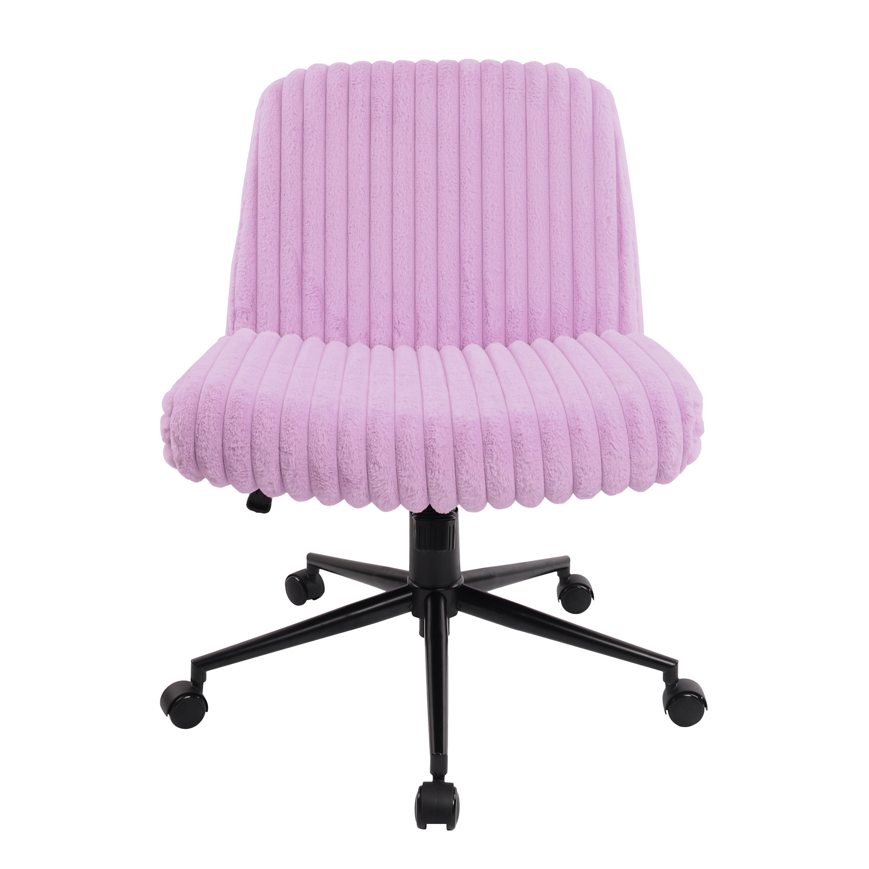 Purple and Black Adjustable Height Faux Fur Swivel Rolling Gaming Chair