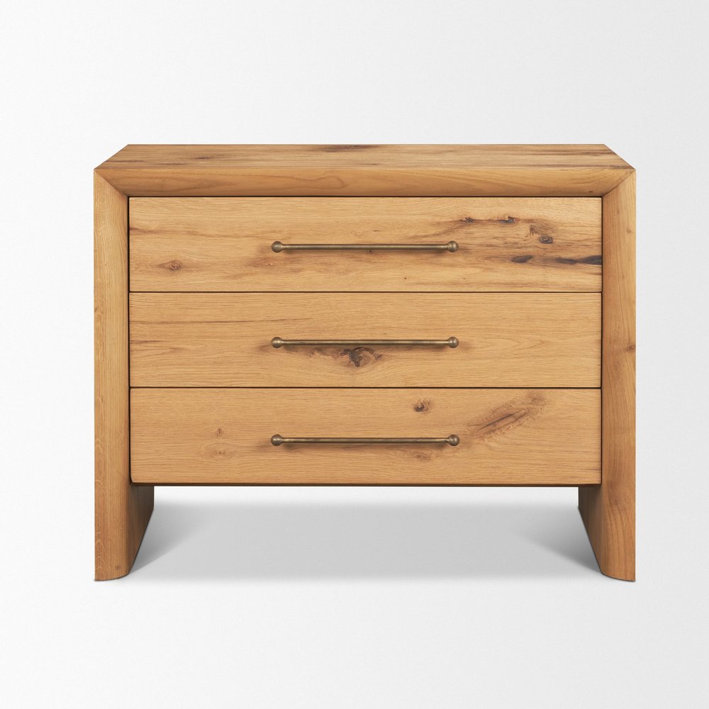 19" Brown Solid Wood Accent Cabinet With Three Drawers