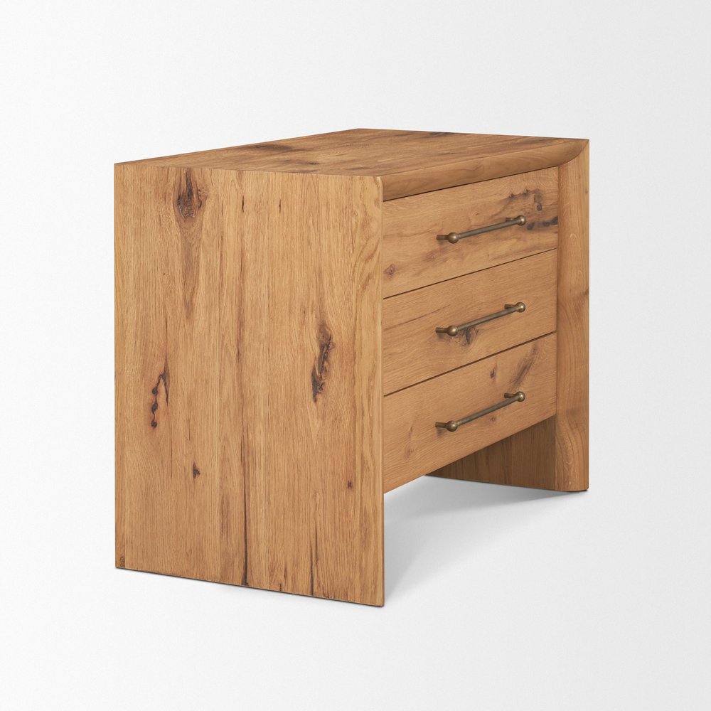 19" Brown Solid Wood Accent Cabinet With Three Drawers