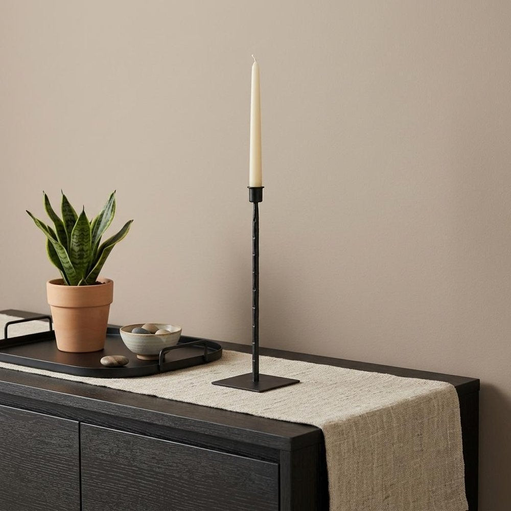 12" Black Metal Floor Taper Candlestick