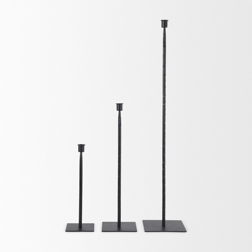 12" Black Metal Floor Taper Candlestick