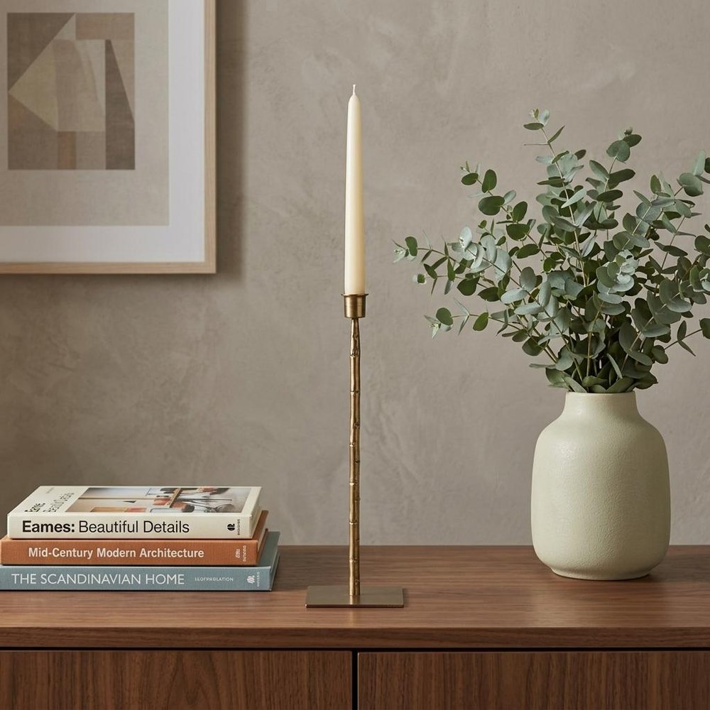 12" Gold Metal Floor Taper Candlestick
