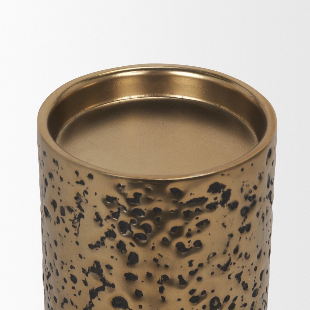 11" Antiqued Gold Metal Tabletop Votive Candle Holder