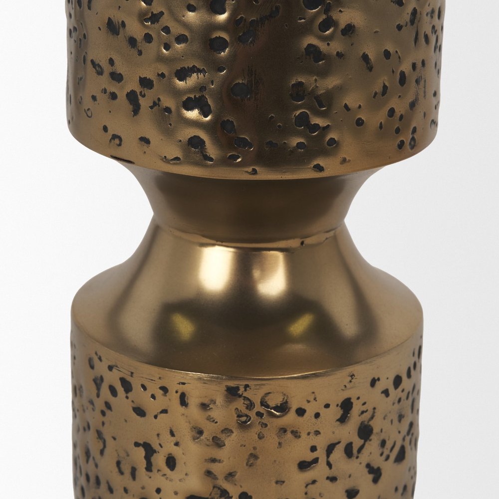 11" Antiqued Gold Metal Tabletop Votive Candle Holder