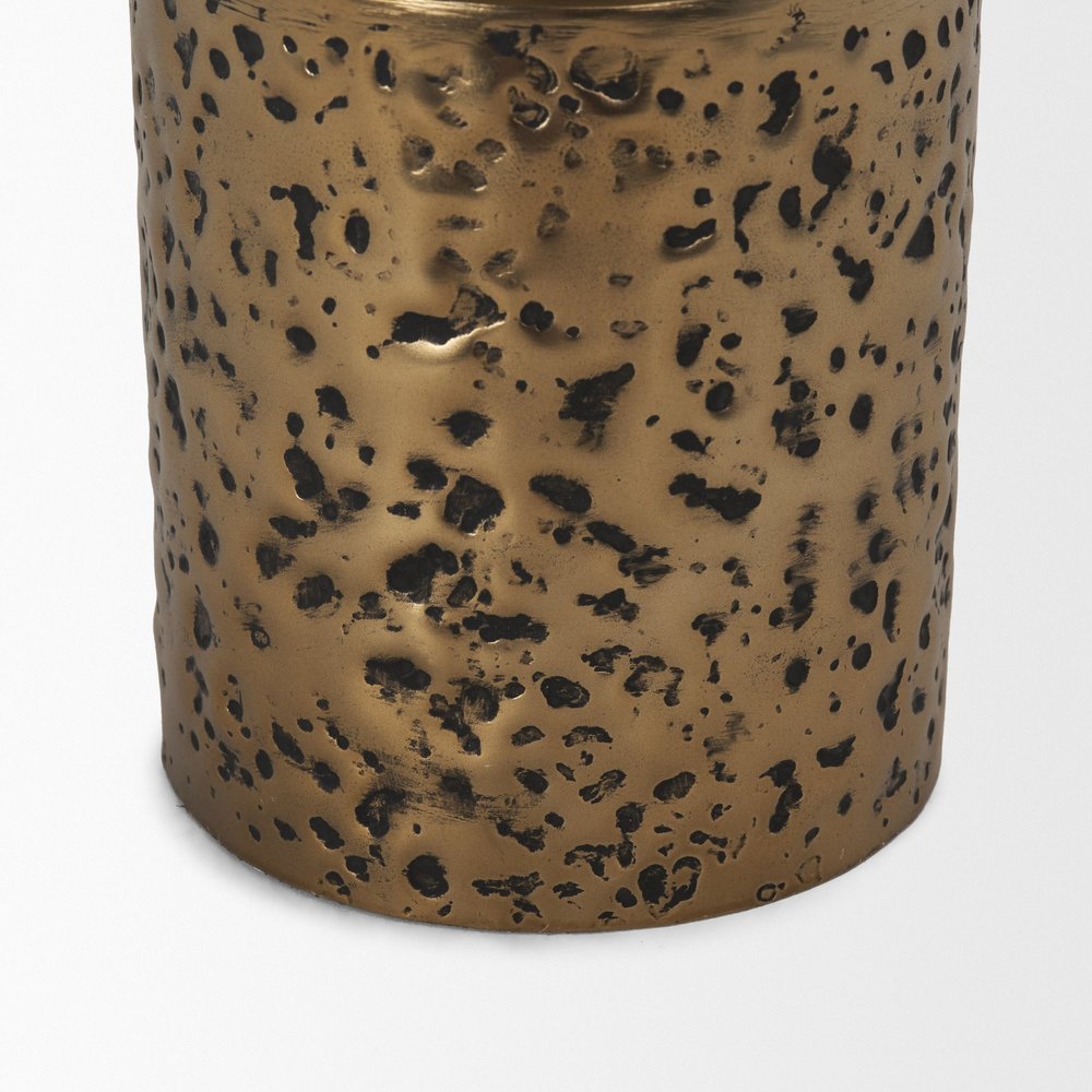 11" Antiqued Gold Metal Tabletop Votive Candle Holder