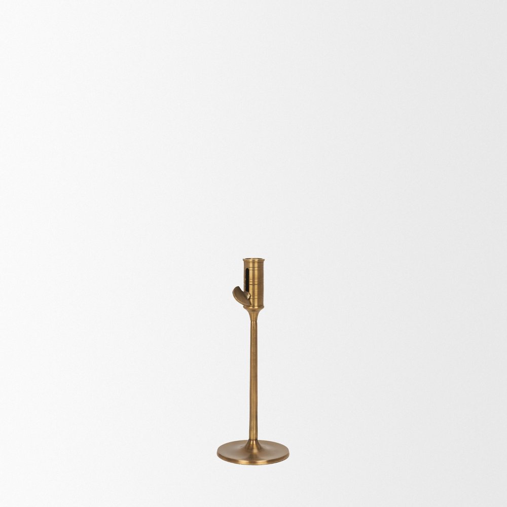 10" Antiqued Brass Metal Tabletop Taper Candlestick