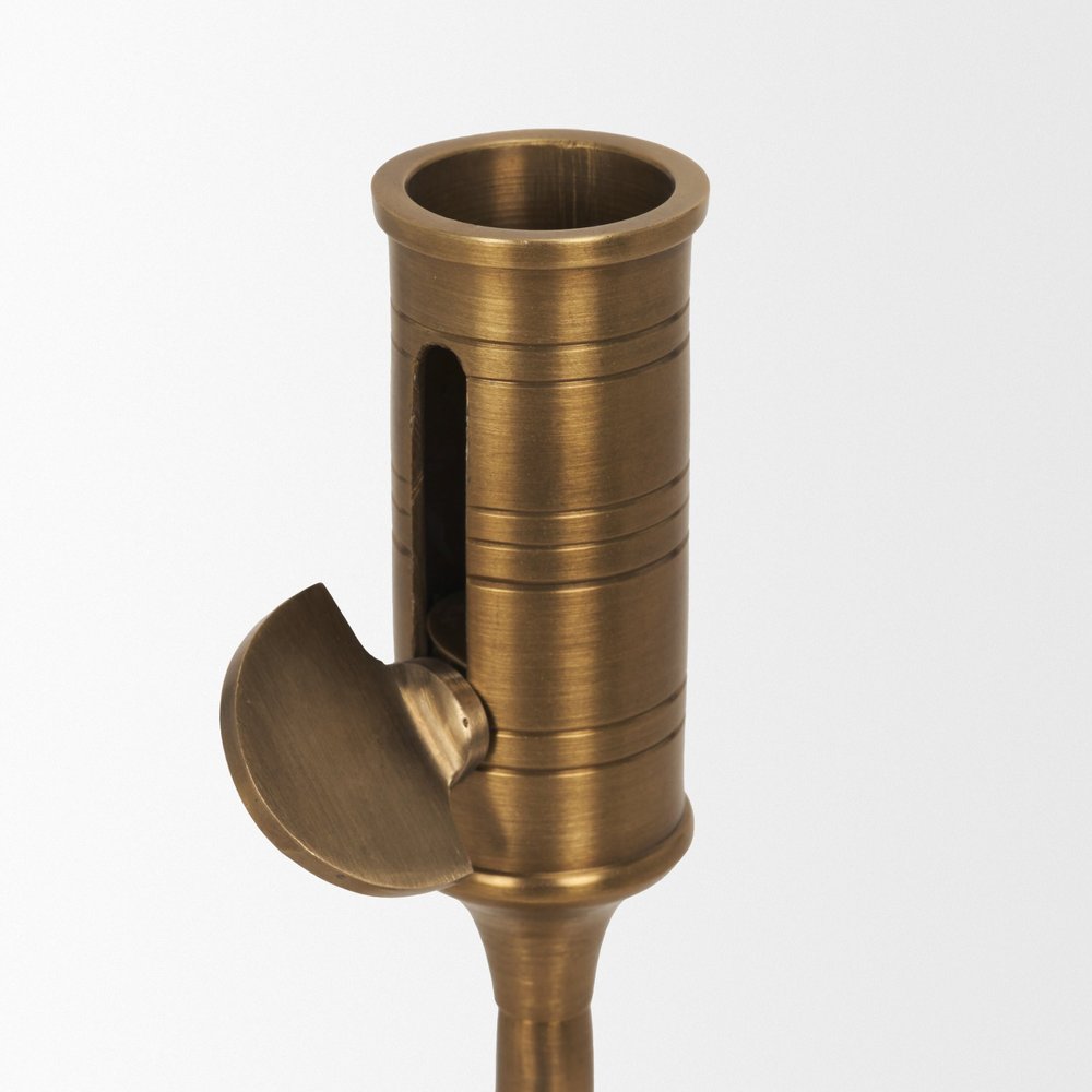 10" Antiqued Brass Metal Tabletop Taper Candlestick