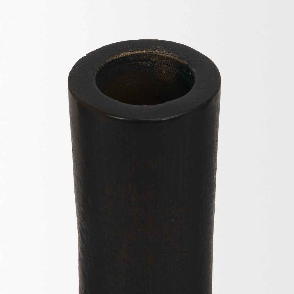 Set of Three Black Metal Tabletop Taper Candlesticks