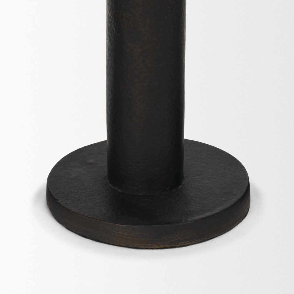 Set of Three Black Metal Tabletop Taper Candlesticks