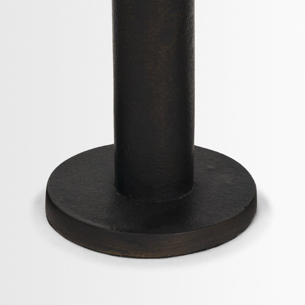 Set of Three Black Metal Tabletop Taper Candlesticks