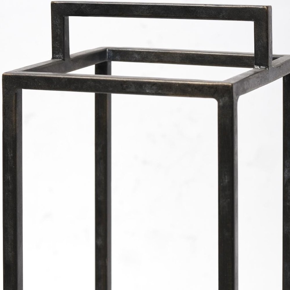 21" Black Metal Tabletop Lantern Candle Holder