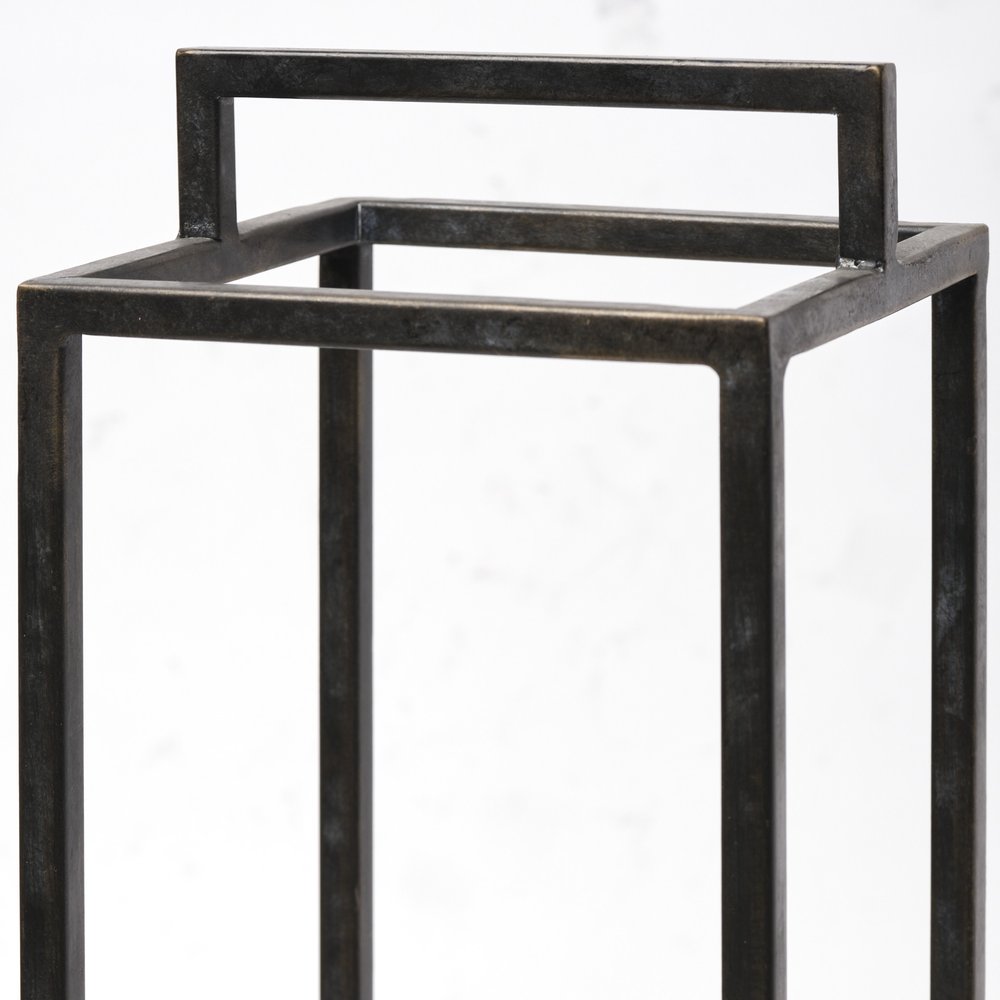 21" Black Metal Tabletop Lantern Candle Holder