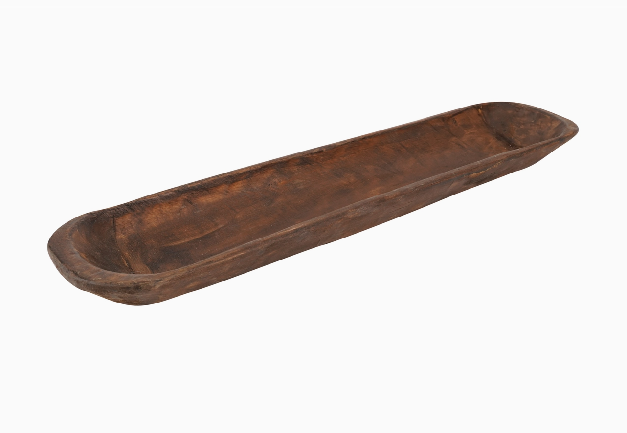 30" Brown Solid Wood Oval Dough Bowl