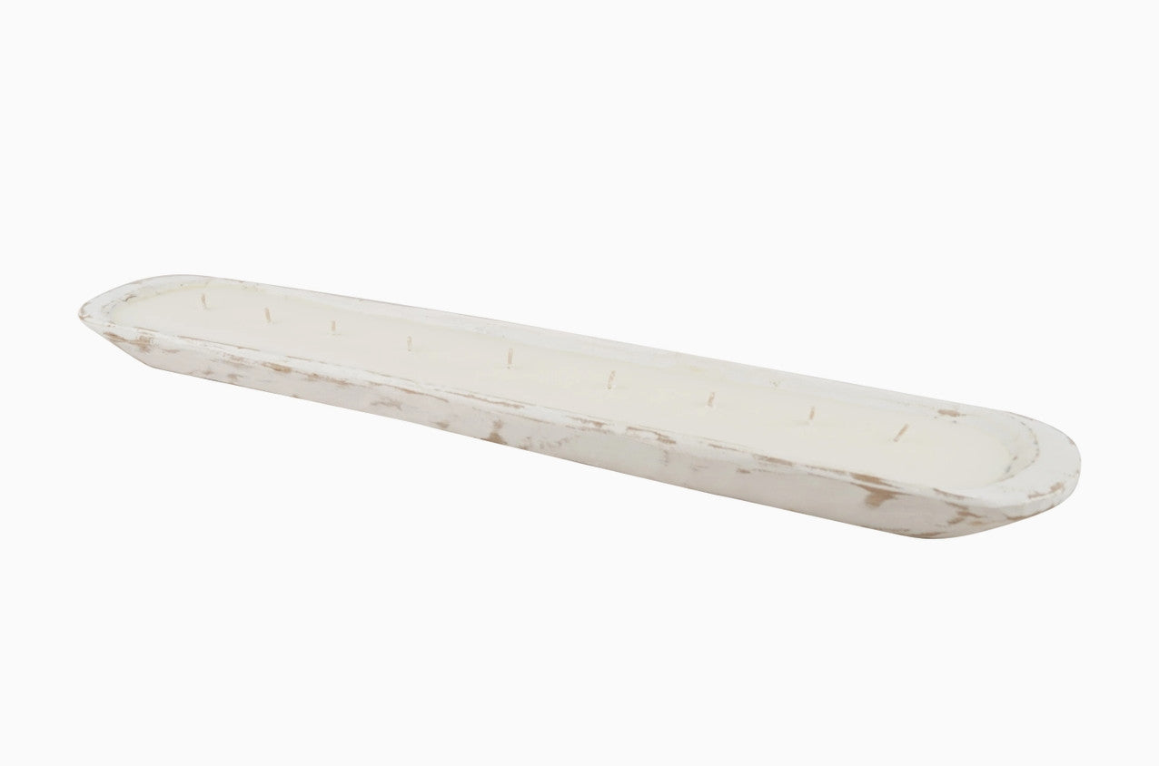 30" White Solid Wood Oval Dough Bowl