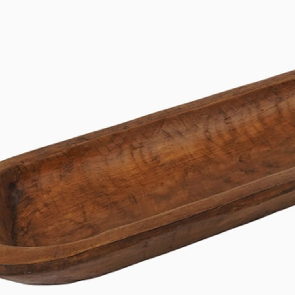 40" Brown Solid Wood Oval Dough Bowl