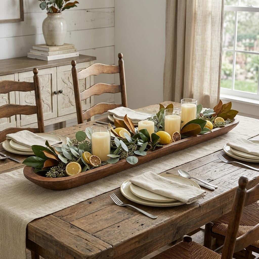 40" Brown Solid Wood Oval Dough Bowl